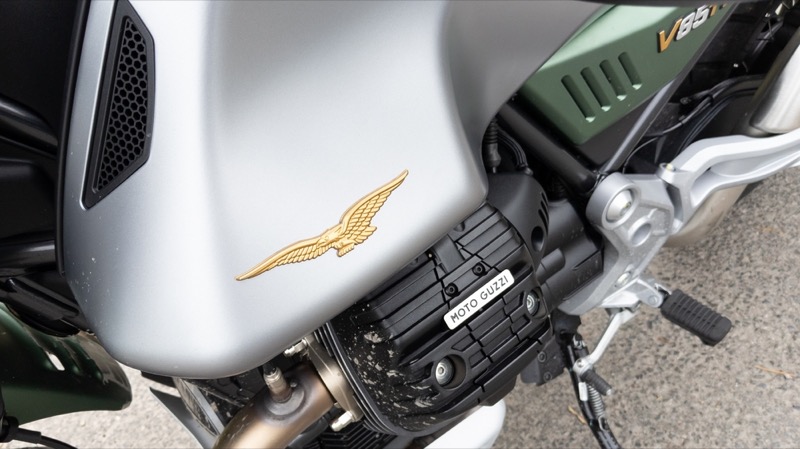 Moto Guzzi v85 tt logo brand and text sign anniversary limited edition retro motorcycle